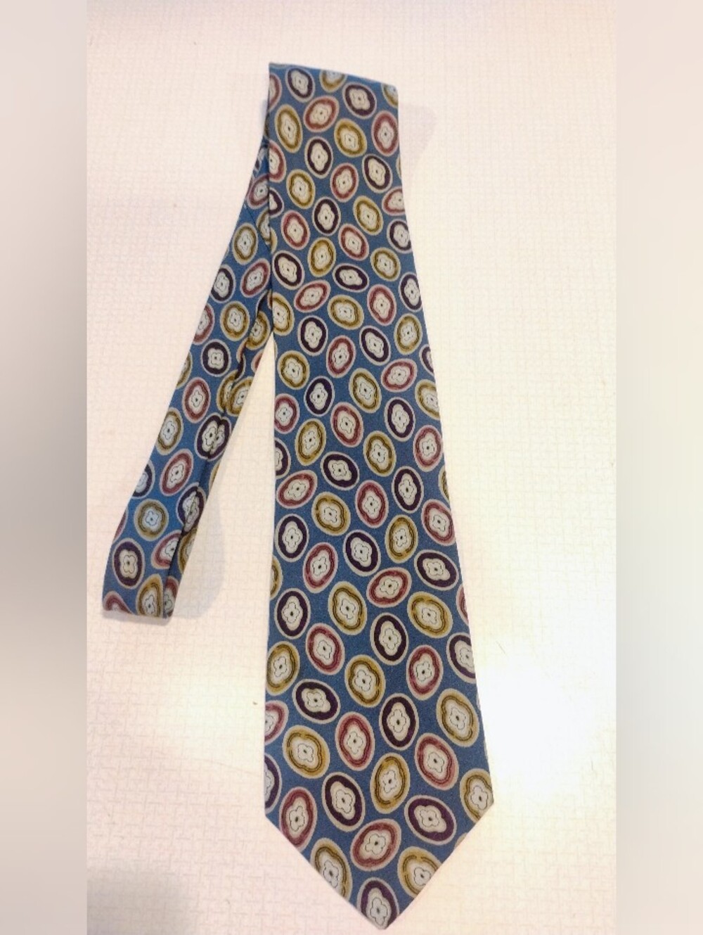 JT  Beckett Classic Blue Patterned Silk Tie -